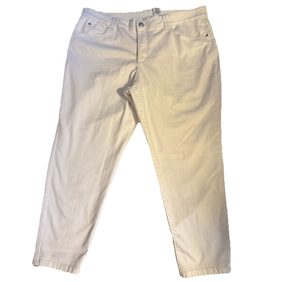 NWT Ruby Road Woman White Ankle Pants Sz 22W Plus Curvy Neutral Capsule Summer - Picture 1 of 9